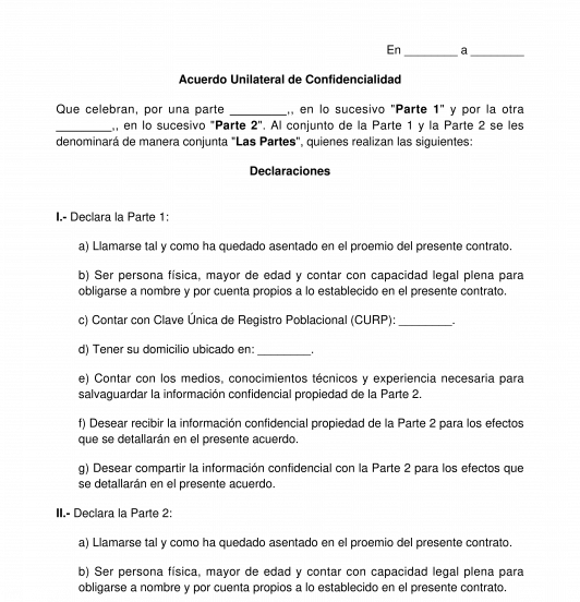 Acuerdo Bilateral de Confidencialidad