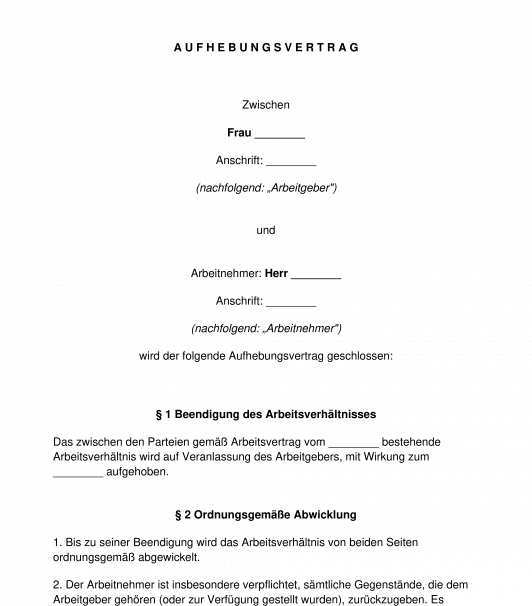 Aufhebungsvertrag - Arbeitsrecht