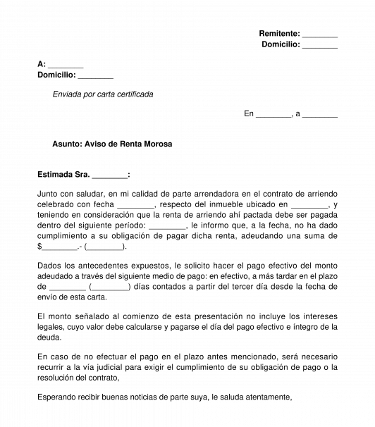 Aviso de Renta Morosa