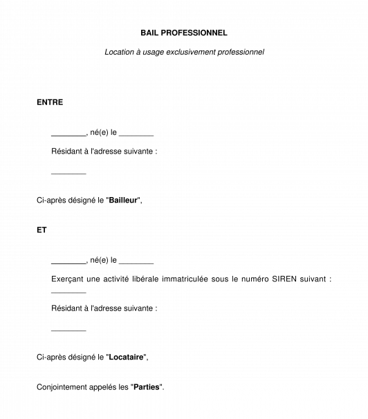 Bail professionnel