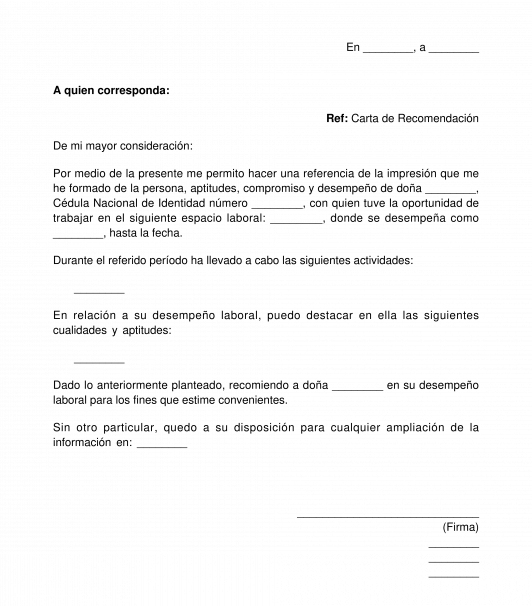 Carta de Recomendación