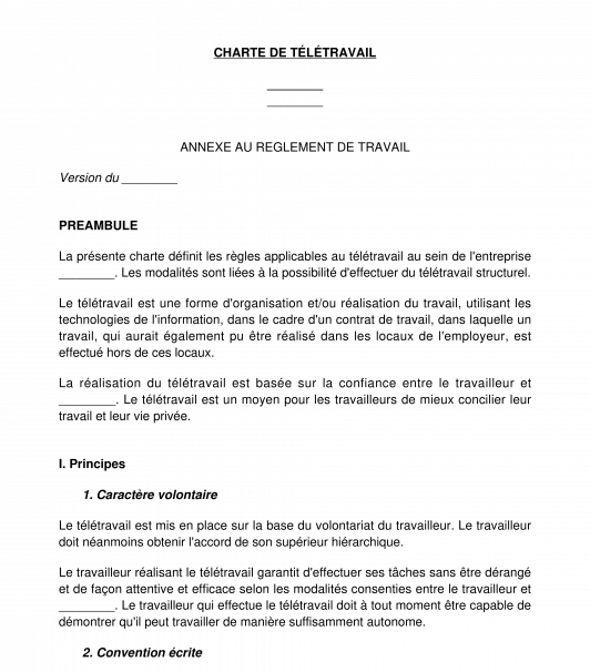 Charte de télétravail
