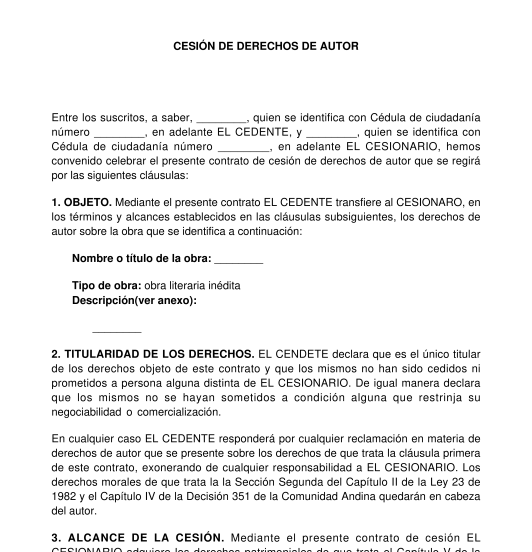 Contrato de cesión de derechos de autor