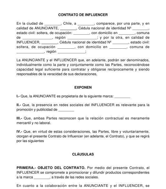 Contrato de influencer