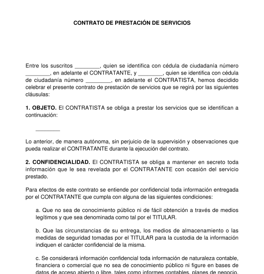 Contrato de prestación de servicios