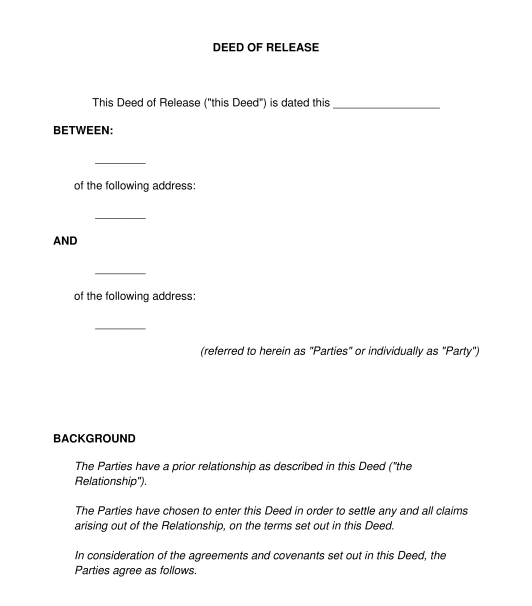 Deed of Release Mutual