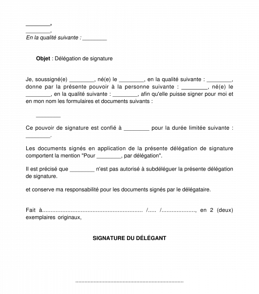 Délégation de signature