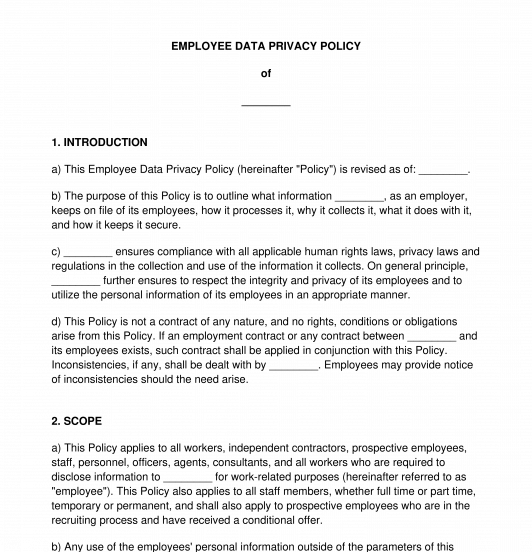 Employee Data Privacy Policy