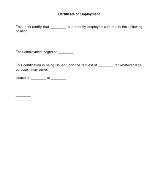 Employment Certificate