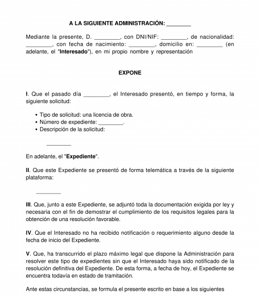 Escrito de agilización de un expediente administrativo