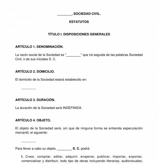Estatutos de sociedad civil