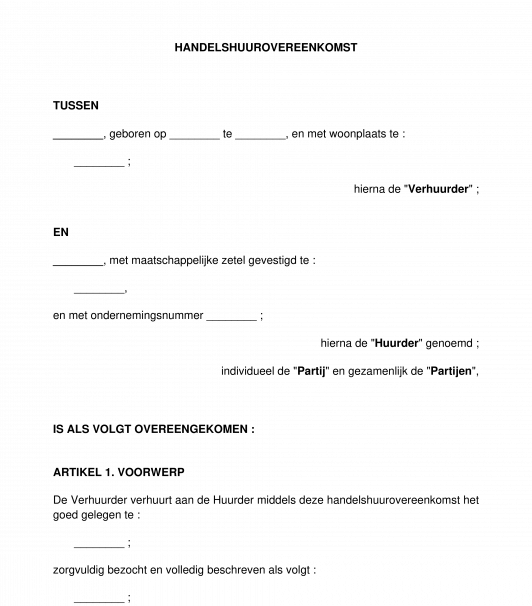 Handelshuurovereenkomst op lange termijn