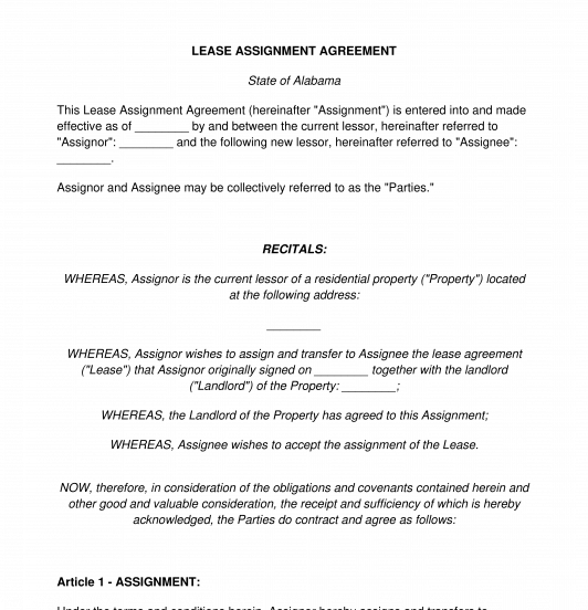 Lease Assignment Agreement