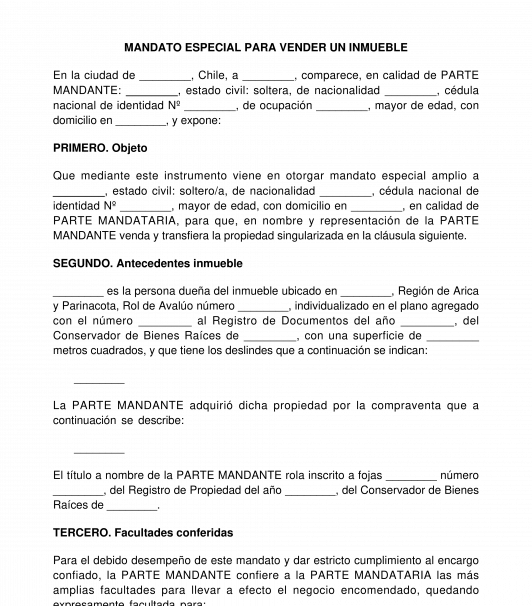 Mandato Especial para Compraventa de Inmueble