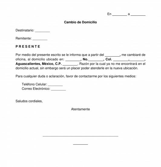 Notificación por Cambio de Domicilio Laboral