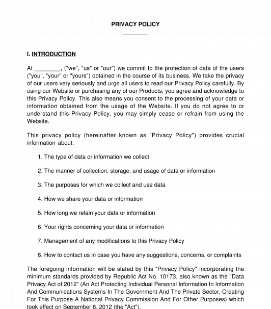 Privacy Policy for Website