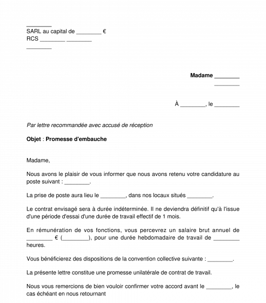 Promesse d'embauche