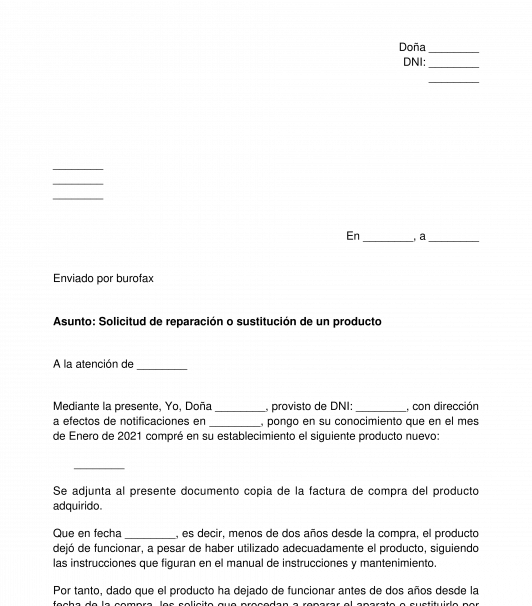 Reclamación por un producto defectuoso