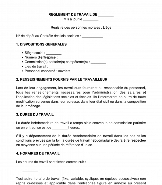 Règlement de travail