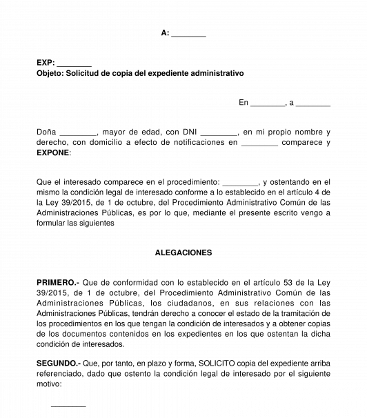 Solicitud de copia del expediente administrativo