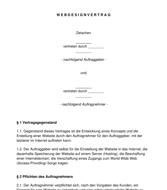 Webdesignvertrag