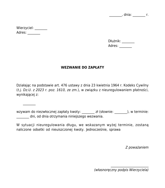 Wezwanie do zapłaty