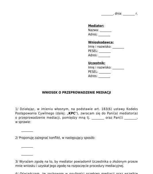 Wniosek o mediację